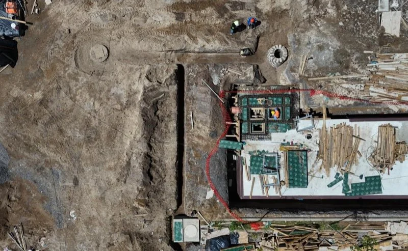 Vista aérea de la excavación de la Torre 2