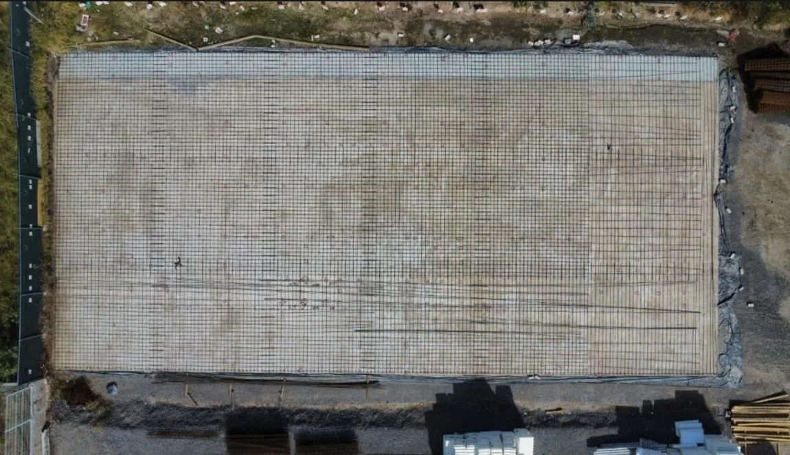 Losa de cimentación de la Torre 2 armada, vista cenital